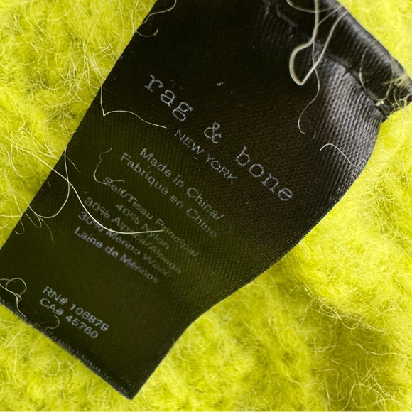 Rag & bone New York sweater pull over turtle π’ neck lime green neon crochet π§Ά - Picture 9 of 9